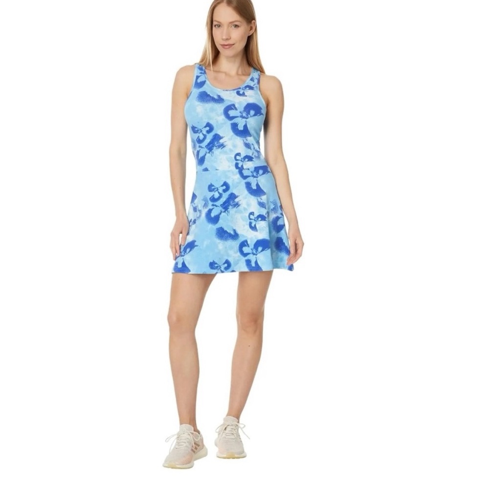 Floral Graphic Single Jersey Dress in Blue Size L